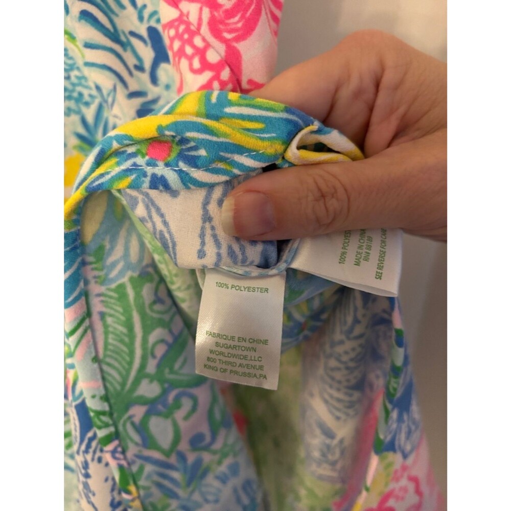 Lilly Pulitzer Donna tunic shirt blouse Bright Floral Sleeveless top women’s SM - Picture 12 of 14